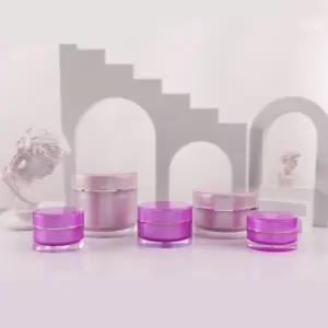 Toples Plastik Kosmetik Segel Mewah Kualitas Tinggi 50Ml 100Ml 200Ml Stoples Plastik Matte Bening Ungu Merah Muda dengan Tutup