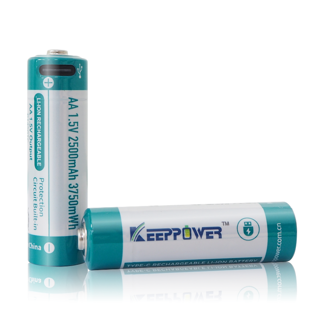 Keeppower P1450TC Rechargeable 14500 Li-ion Battery 1.5V 2500mAh with Type-C Port |AA Size| High Capacity | for Flashlights/Toys