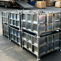 Boîte à palettes en acier pliable, empilable, durable, pour entrepôt de transport, galvanisée
