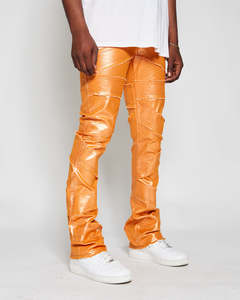 <span class=keywords><strong>Jeans</strong></span> morbidi elastici personalizzati in <span class=keywords><strong>pelle</strong></span> sintetica <span class=keywords><strong>Jeans</strong></span> <span class=keywords><strong>larghi</strong></span> pantaloni Casual da uomo - Product Image 2