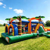 Parcours d'obstacles gonflable avec toboggan, combo commercial pour enfants et adultes, fête en plein air, château gonflable personnalisé