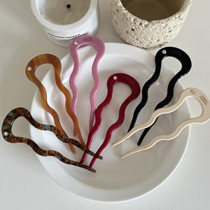 Porte-chignon en cristal français avec <span class=keywords><strong>strass</strong></span> Porte-<span class=keywords><strong>cheveux</strong></span> en acétate d'acide Accessoires en épingle à <span class=keywords><strong>cheveux</strong></span> pour femmes et filles Épingle à <span class=keywords><strong>cheveux</strong></span> en forme de U Vente en gros - Product Image 3