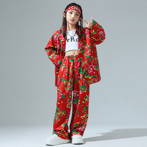 Vêtements tendance style <span class=keywords><strong>chinois</strong></span> pour filles, costume à grandes fleurs du nord-est pour enfants, ensemble de performance, ensemble de danse urbaine pour garçons - Product Image 4