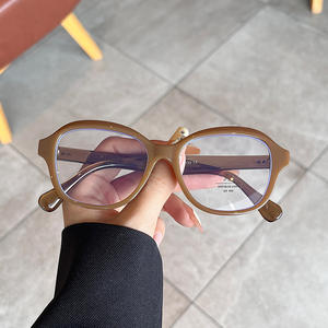 Monture de lunettes anti-lumière bleue ovale Qianai, taille moyenne, unisexe, verres en acétate, style irrégulier, protection UV 400 - Product Image 1