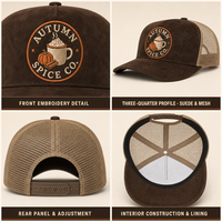 Casquettes Trucker 5 Panneaux Brodés Personnalisables à Faible MOQ, Vente en Gros, Conception de Votre Propre Lettrage, Marque Privée