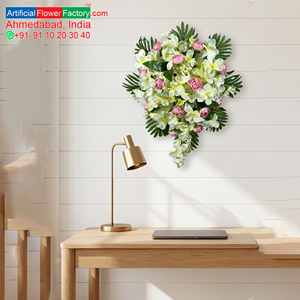 <b>Artificial</b> Floral <b>Bouquet</b> White Frangipani Pink Rose Flower Arrangement Decorative Hanging <b>Bouquet</b> Decorative Wreaths & Swags - Product Image 5