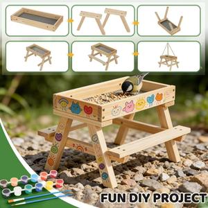 ที่ให้อาหารนกแบบแขวนทำจากไม้เนื้อแข็ง สำหรับกระรอกและนก ใช้กลางแจ้ง - Product Image 2