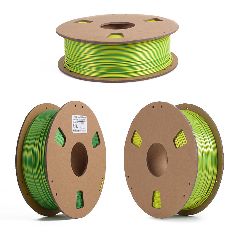 Soie double couleur 1kg (jaune/vert)