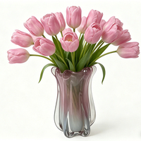 Vase à fleurs en verre artisanal de luxe, design moderne à bouche ouverte, idéal pour la décoration de la maison, du bureau et des événements