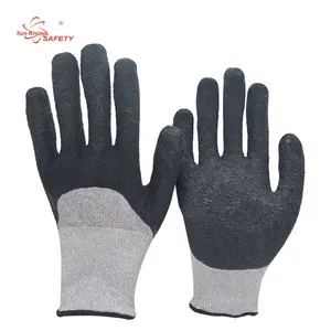 SRsafety Needle Puncture Resistant Latex Crinkle Coated Gloves ANSI A9 High Cut Resistant Gloves Construction Custom Work Gloves