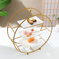 Présentoir à dessert à trois niveaux en acier inoxydable de style européen, support à gâteau de mariage, présentoir à collations pour le thé de l'après-midi, plateau à desserts et thé
