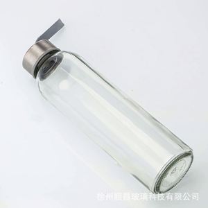 Custom Logo Large Stock Transparent High Borosilicate <b>Glass</b> Water <b>Bottle</b> 500ml 750ml 1000ml <b>with</b> Stainless <b>Lid</b> for Camping - Product Image 3