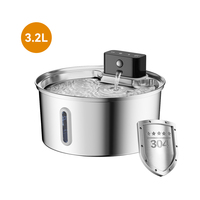 Distributeur d'eau sans fil pour animaux de compagnie, 3,2 L, fontaine à eau pour chat, distributeur d'eau pour chien, acier inoxydable, grande capacité