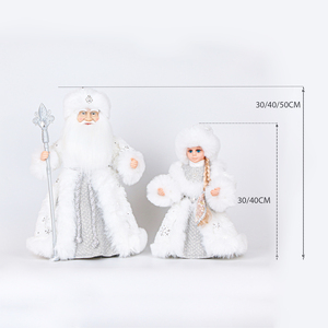 SOTE 30CM-50CM Ensemble de <span class=keywords><strong>Ded</strong></span> <span class=keywords><strong>Moroz</strong></span> et Snegurochka Jouets Électriques Blanc Noël Nouvel An Décor Musical Santa Poupées - Product Image 2