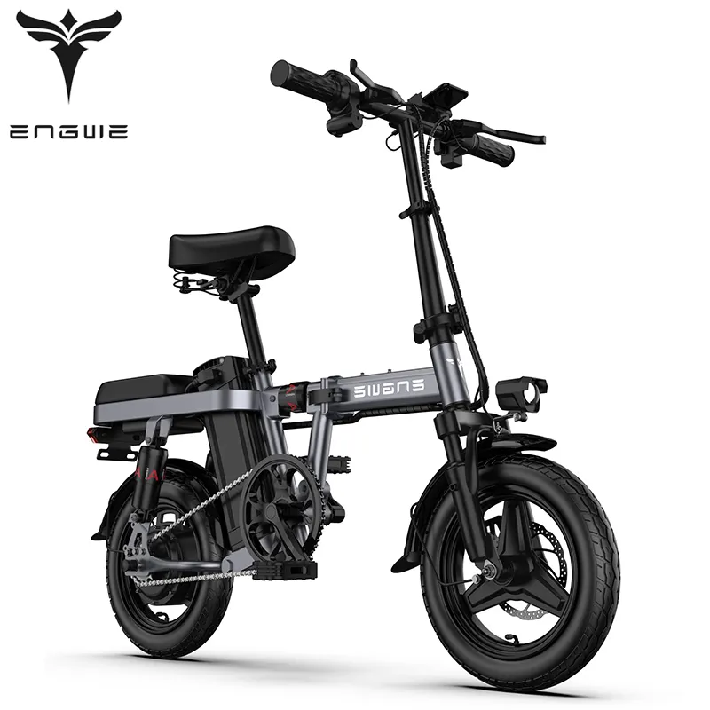 ENGWE-Bicicleta Eléctrica T14 para adulto, scooter plegable con Motor de 350W, 14 pulgadas, 48V, 10a, ciudad, 25 KM/H