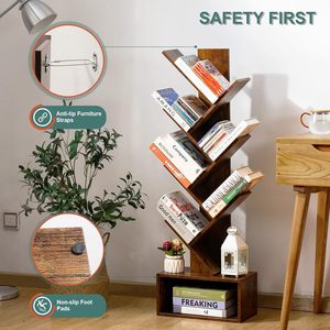 Estantería con forma de árbol de 44,52 pulgadas de alto, color madera, librero que ahorra espacio para el hogar y la oficina - Product Image 3