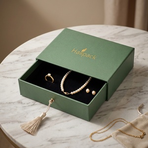 บรรจุภัณฑ์เครื่องประดับหรูหรา ระดับไฮเอนด์ เป็นมิตรกับสิ่งแวดล้อม ย่อยสลายได้ 100% กล่องกระดาษแบบลิ้นชักสำหรับของขวัญ ผลิตจากโรงงานโดยตรง - Product Image 1