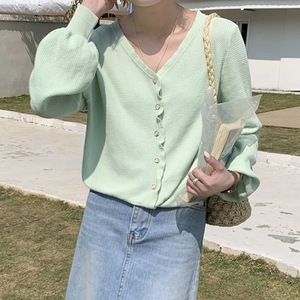 Cardigan en tricot col V <span class=keywords><strong>anti</strong></span>-<span class=keywords><strong>UV</strong></span> pour <span class=keywords><strong>femme</strong></span>, coupe ample printemps/été, <span class=keywords><strong>pull</strong></span> léger climatisé, vêtement d'extérieur en tricot léger - Product Image 4