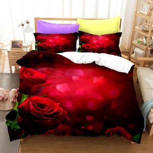 3D in kỹ thuật số 100% <span class=keywords><strong>polyester</strong></span> bốn mảnh bộ đồ giường đặt hoa hồng Duvet cover Bộ Khăn trải giường bán buôn bedsheets Bộ - Product Image 3