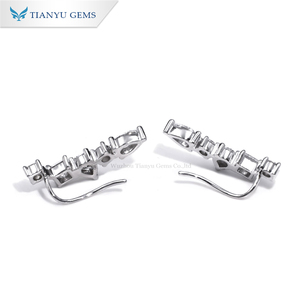 Tianyu S925 9K 10K 14K 18K oro joyería de lujo DEF VVS redondo princesa corte laboratorio crecer diamante HPHT Stud pendientes - Product Image 2