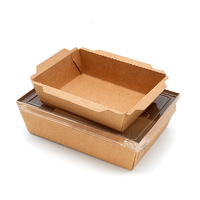 Boîte d'emballage alimentaire en papier kraft, résistante à la chaleur, pour sushis, plats à emporter, étanche, anti-graisse, pour nouilles et salades