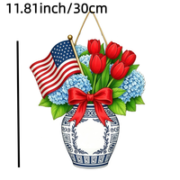Vase mural en bois moderne patriotique du 4 juillet, personnalisable avec monogramme, bleu, blanc, rouge, décoration de mariage, anniversaire, cadeau