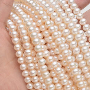 ขายส่งสร้อยคอมุกน้ำจืดขนาด 6-7 มม. แบบสั้น แนวนอน แสงเงาสวยงาม มีตำหนิเล็กน้อย มุกหลวมจากจูจี้ - Product Image 1