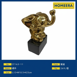 Fornitore all'ingrosso Art Deco elefante figurina oro nero finitura ceramica decorazione per la casa per l'ufficio 13x105x21cm per il matrimonio - Product Image 1