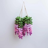 Plante suspendue en crochet faite à la main, style glycine, décoration bohème, fleur en fil fait main, ornement mural ou de fenêtre