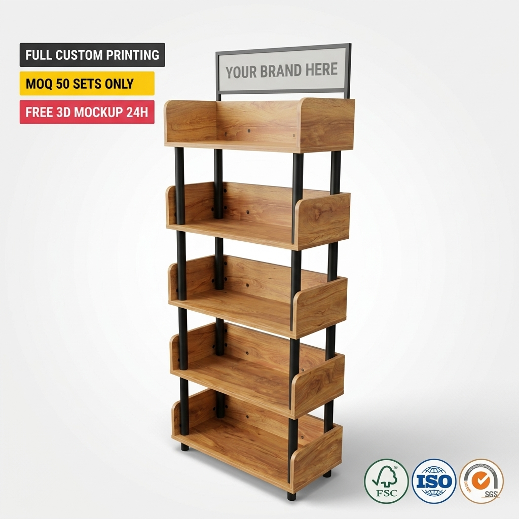Customized Wood Display Stand Floor Shop Display Racks Store Wood Retail Display for Brand Marketing for Soap &Wine Rack