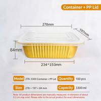 Gouden aluminiumfolie bakje, 111oz met transparant deksel, voedselveilig geribbeld, voor fruitsalade dessert, hete verkoop fabrieksprijs