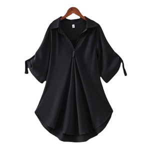 Blus Wanita Musim Panas Grosir 2025 dengan Kerah V Bermotif, Kemeja Longgar Kasual Modis Ukuran Besar <span class=keywords><strong>4XL</strong></span> - Product Image 5