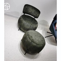 Fauteuil boule mignon bleu doux, pouf rond, chaise de canapé, fauteuil bébé Geo – Mobilier de salon contemporain avec revêtement en tissu