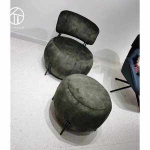 Muebles de sala de estar contemporáneos, silla otomana redonda de bola bonita, tapicería azul suave, sofá, silla de bebé Geo - Product Image 6