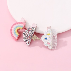 Venta caliente diseño creativo dulce Arco Iris relámpago nube bebé lado Clip Horquillas para el cabello lindo conjunto de pinzas para el cabello para niños - Product Image 3