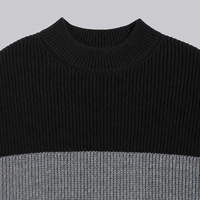 Haut en tricot pour femme avec logo personnalisé, tricoté à grosses mailles, manches longues, col rond, color block, décontracté, hiver, automne, polyester, usine OEM & ODM