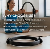 Anillo de Pilates Personalizado al por Mayor, Marco de Fibra de Vidrio de Alta Elasticidad, Círculo de Fitness Antideslizante Negro para Yoga y Pilates