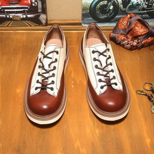 2026 New Style Men's <b>Spring</b> Leather Shoes - High-Taste Fashion Two-Tone Full-Grain Leather Casual Work <b>Boots</b> for Wholesale - Product Image 1