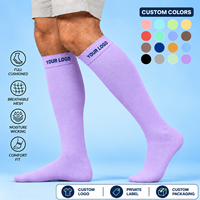 Chaussettes de compression montantes personnalisées respirantes en nylon et élasthanne avec logo de marque privée pour le sport, les voyages et le quotidien – Fabricant OEM
