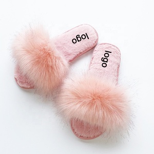 Pantuflas de Invierno de Alta Calidad para Mujer, Pantuflas de Piel Sintética de Zorro, Pantuflas Grises para Mujer, Sandalias de Piel para Chicas Americanas - Product Image 2