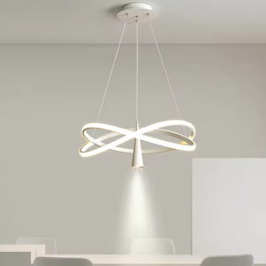 Creative Personality Circle <b>Chandelier</b> Modern Ring Living Dining Room Black <b>Pendant</b> <b>Light</b> with Spot <b>Light</b> - Product Image 2
