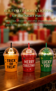 Vaso promocional con logotipo personalizado, de plástico PS de grado alimenticio, con luz LED activada por líquido, para recuerdos de fiesta, hecho en Vietnam. - Product Image 4