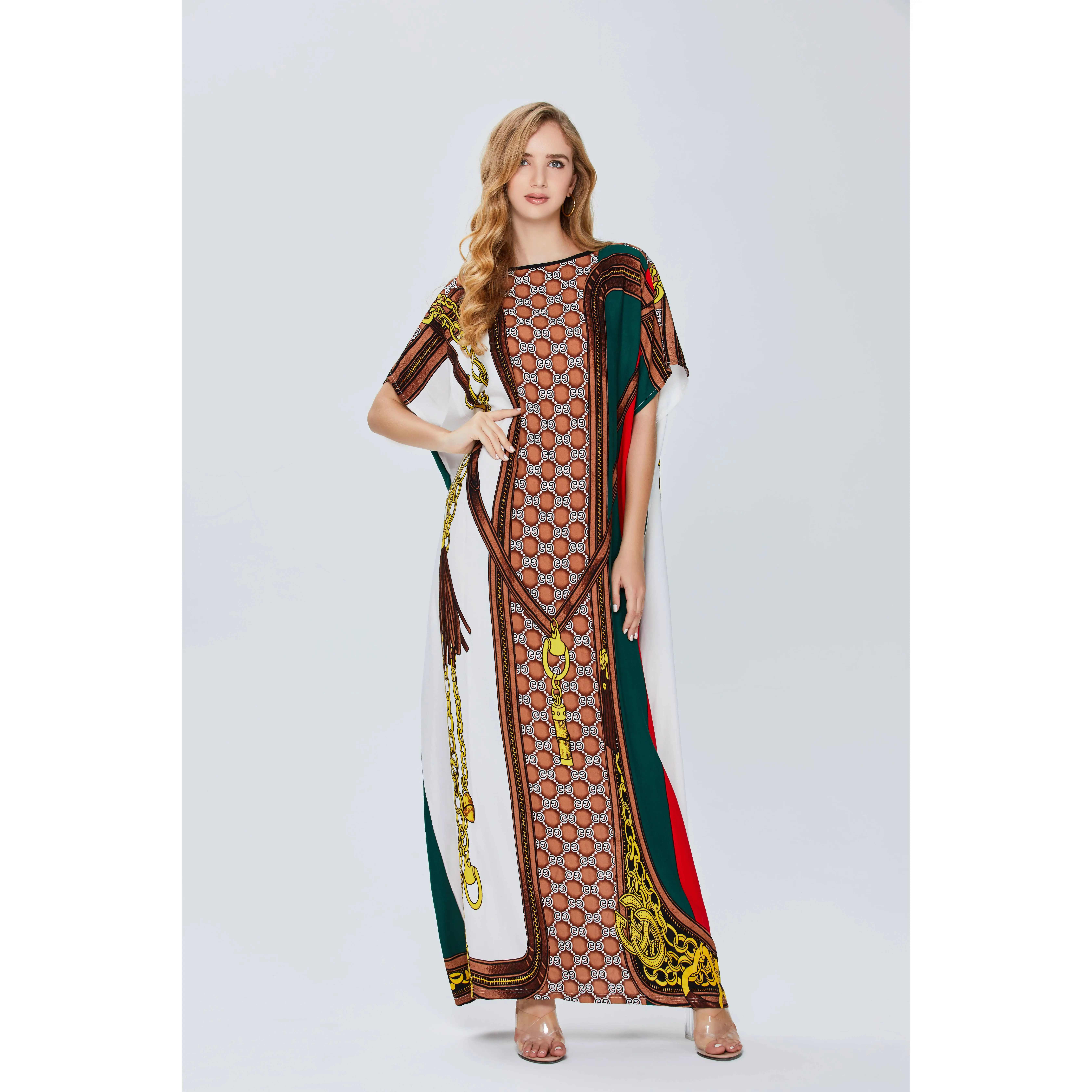 FREE SAMPLE Summer Dress Rayon Fabric Women designer luxury brand Kaftan Muslim Womens Maxi Dresses