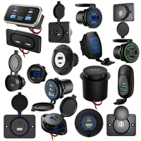 Cargador de Moto, Cargador de Coche, Cargador Rápido Impermeable 3.0, Doble USB QC3.0 PD3.0 12V 24V, Puerto USB, Enchufe de Cargador de Coche