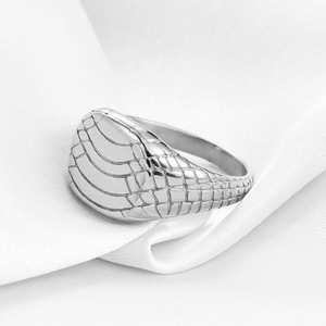 Stainless Steel <b>Ring</b> 13MM Snakeskin Pattern Oval Geometric Shape Women's Fashion Jewelry Gift - Product Image 4