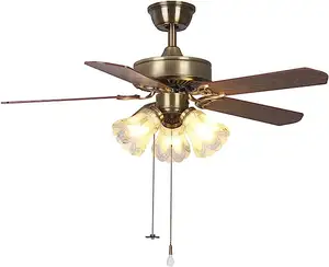 Vendita calda della fabbrica Dropshipping ventilatore da soffitto a 5 pale a distanza in legno ventilatore da soffitto residenziale con luce