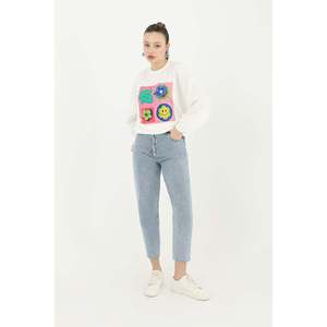 Jeans de Cintura Alta para Mujer con Adornos de Piedras - 18156PNT - AZUL CLARO - Product Image 3
