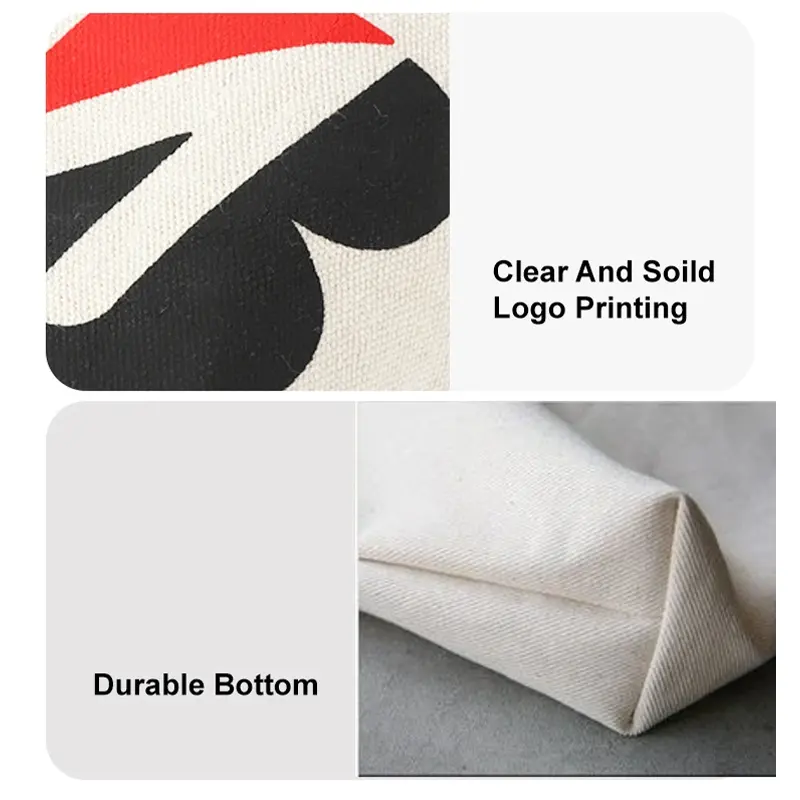 Borsa Tote KAISEN di alta qualità di dimensioni Standard in tela di cotone con manico nero Tote Bag in cotone