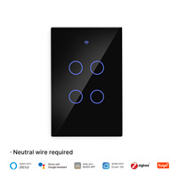 US AU interrupteur de lumière intelligent Zigbee tactile interrupteur mural télécommande sans fil 1/2/3 Gang blanc noir verre matériel 240v fil neutre ej
