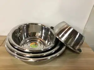 Mangkuk besar bak cuci baja tahan karat mangkuk bulat logam besar untuk dapur diameter 45cm-80cm
